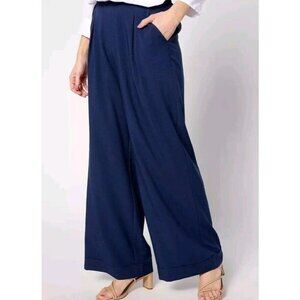 BEAUTIFUL by Lawrence Zarian Regular Pull-On Wide Leg Pant Navy Medium